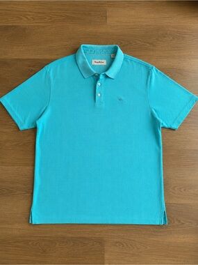 Tommy Bahama XL Polo Shirt Turquoise Aqua Tencel Modal Marlin Golf
